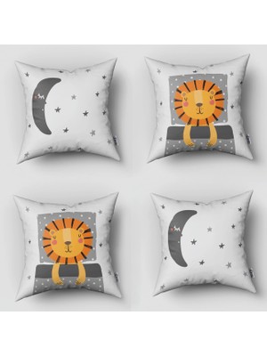 instababyrooms Çift Taraflı Dekoratif 43CM x 43CM Bebek Çocuk Odası 4 Lü Kırlent Kılıfı Model 109