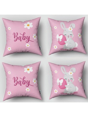 instababyrooms Çift Taraflı Dekoratif 43CM x 43CM Bebek Çocuk Odası 4 Lü Kırlent Kılıfı Model 240