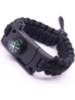 Paracord Survival Bileklik Bıçak Pusula Ateş Başlatıcı Magnezyum ve Ikaz Düdüğü