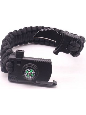 Paracord Survival Bileklik Bıçak Pusula Ateş Başlatıcı Magnezyum ve Ikaz Düdüğü