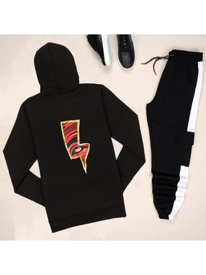 Trendypassion Kapşonlu Sırt Baskılı Şimşek Eşofman Takımı