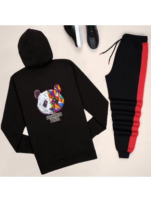 Trendypassion Kapşonlu Sırt Baskılı Panda Eşofman Takımı