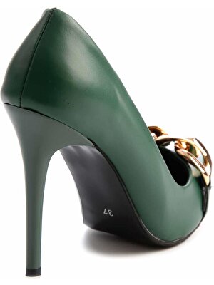 Bambi Yeşil Kadın Klasik Topuklu Ayakkabı K01596177309