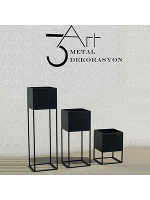 3Art Metal Dekoratif Metal 3'lü Set Ayaklı Saksılık