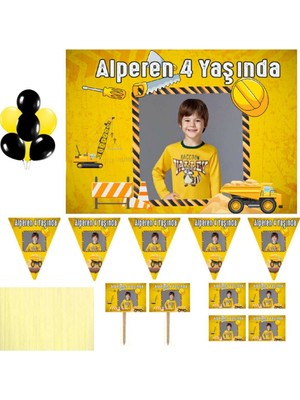 Hayaller Dükkanı Inşaat Temalı Kişiye Özel Parti Seti HDTS104