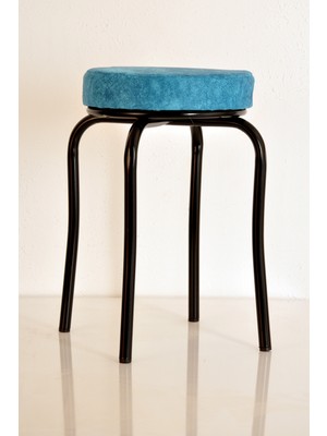 Yılmaz Masacılık 10'lu Mavi Silinebilir Kumaş Siyah Profil Tabure Metal Tabure Mutfak Taburesi Kalın Tabure