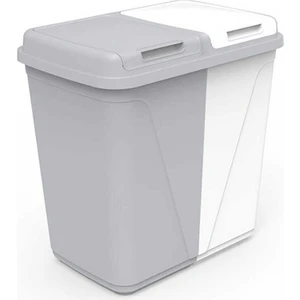 Çift Gözlü Çamaşır Sepeti Plastik 60 Litre Gri-Beyaz Renkli ve Beyaz Çamaşırlar İçin