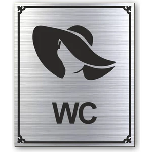 Hediyem Yolda Wc Bayan Tuvalet Kapı Yönlendirme Levhası 10 cm x 12 cm Gümüş Renkli Rezopal Levha
