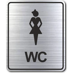 Hediyem Yolda Wc Bayan Tuvalet Kapı Yönlendirme Levhası 10 cm x 12 cm Gümüş Renkli Rezopal Levha