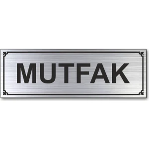 Hediyem Yolda Mutfak Kapı Yönlendirme Levhası 15 cm x 5 cm Gümüş Renkli Rezopal Levha