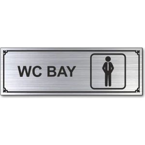 Hediyem Yolda Wc Bay Tuvalet Kapı Yönlendirme Levhası 15 cm x 5 cm Gümüş Renkli Rezopal Levha