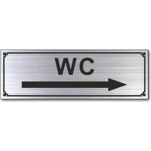 Hediyem Yolda Wc Ok Işareti Tuvalet Kapı Yönlendirme Levhası 15 cm x 5 cm Gümüş Renkli Rezopal Levha