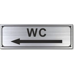 Hediyem Yolda Wc Ok Işareti Tuvalet Kapı Yönlendirme Levhası 15 cm x 5 cm Gümüş Renkli Rezopal Levha