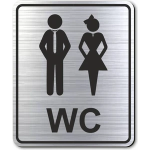 Hediyem Yolda Wc Bay Bayan Tuvalet Kapı Yönlendirme Levhası 10 cm x 12 cm Gümüş Renkli Rezopal Levha