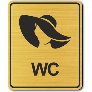 Hediyem Yolda Wc Bayan Tuvalet Kapı Yönlendirme Levhası 10 cm x 12 cm Altın Renkli Rezopal Levha