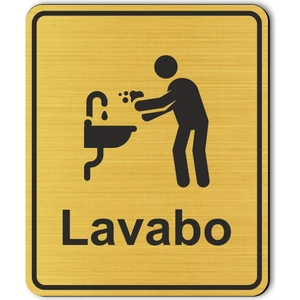 Hediyem Yolda Lavabo Kapı Yönlendirme Levhası 10 cm x 12 cm Altın Renkli Rezopal Levha