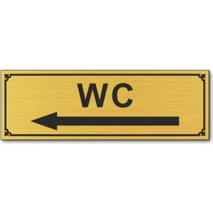 Hediyem Yolda Wc Ok Işareti Tuvalet Kapı Yönlendirme Levhası 15 cm x 5 cm Altın Renkli Rezopal Levha