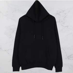 Amor Man Oversize Kapüşonlu Solmayan Siyah 4 Iplik Kalın Tam Kışlık Erkek Sweatshirt