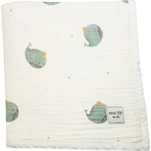 Mama Yoyo Whaley -  Bebek Battaniyesi // 4 Kat Müslin (Tombul Balina) Krem Renk  90 x 120