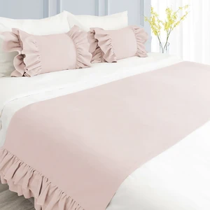 Ritmo Home Yatak Runner & İç Dolgulu Kırlent Seti Fırfırlı