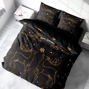 Yılbaşı Merry Christmas Çift Kişilik Nevresim Takımı 3D Pamuk Saten Deer