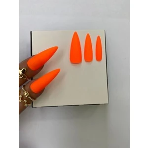 SYBELLE KOZMETİK 20 Adet Turuncu Mat Stiletto Takma Tırnak No2