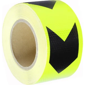 - Reflektörlü Fosforlu Şerit Bant Sarı-Siyah Ikaz Bandı  (25 Metre)