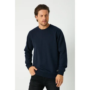 Erkek Lacivert Basic Bisiklet Yaka Sweatshirt