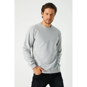 Erkek Gri Basic Bisiklet Yaka Sweatshirt