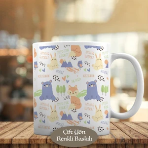 Mor Sevimli Ayıcık Deseni Kupa Bardak HEDIYELIK-23-2148107607