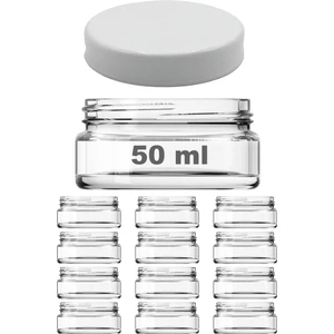 50 cc Kavanoz Plastik Beyaz Kapaklı 50 ml Şeffaf Cam Krem Kavanoz 12 Adet