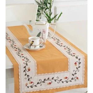 Ödel Buldan Hardal Ipek Işlemeli Buldan Keteni Runner 50 x 130 cm