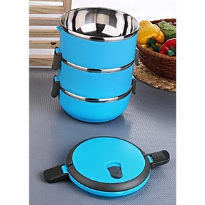 3 Katlı Sefer Tası Yemek Termosu 2.25 Lt Saklama Kabı Mavi