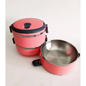 3 Katlı Sefer Tası Yemek Termosu 2.25 Lt Saklama Kabı Pembe