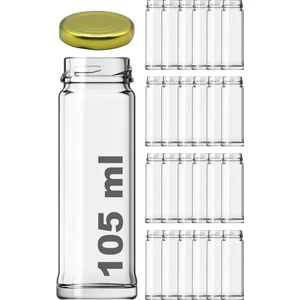 105 cc Kavanoz Metal Gold Konserve Kapaklı 105 cc Şeffaf Uzun Cam Kavanoz 24 Adet