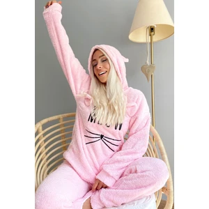 Pijama Evi Meow Desenli Tam Peluş Pijama Takımı