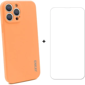 Silikon Kılıfı + Cam Koruyucu İçin iPhone 13 Pro Turuncu (Yurt Dışından)