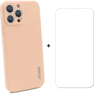 Silikon Kılıfı + Cam Koruyucu İçin iPhone 13 Pro Pembe (Yurt Dışından)