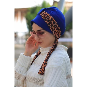 Amisos Bone Şal Atkılı Şapka Bone Saks Mavisi - Özel Tasarım- Yeni Model Tesettür Giyim