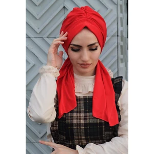 Amisos Bone Şal Tasarim Bone Kırmızı - Özel Tasarım- Yeni Model Tesettür Giyim