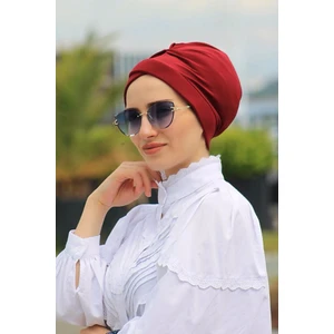 Amisos Bone Şal Çapraz Bone Bordo - Özel Tasarım- Yeni Model Tesettür Giyim