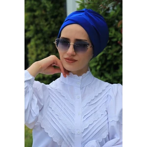 Amisos Bone Şal Çapraz Bone Saks Mavisi - Özel Tasarım- Yeni Model Tesettür Giyim