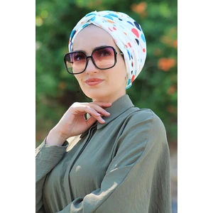 Amisos Bone Şal Desenli Dolama Bone  Renkli Puantiyeli (Model Hazır Değildir) - Özel Tasarım- Yeni Model Tesettür Giyim