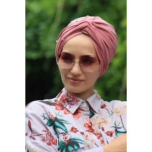 Amisos Bone Şal Incili Dolama Bone Gül Kurusu ( Hazır Değildir Kendiniz Dolama Yapıyosunuz) - Özel Tasarım- Yeni Model Tesettür Giyim