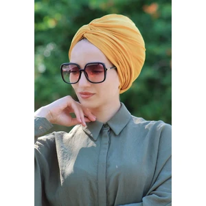 Amisos Bone Şal Dolama Bone  Hardal (Hazır Değildir) - Özel Tasarım- Yeni Model Tesettür Giyim