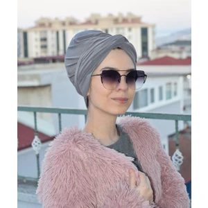 Amisos Bone Şal Dolama Bone  Gri (Hazır Değildir) - Özel Tasarım- Yeni Model Tesettür Giyim