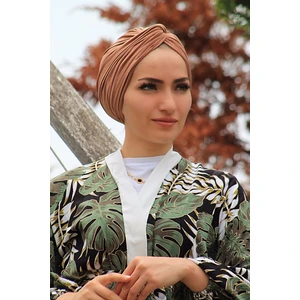 Amisos Bone Şal Dolama Bone  Caremel Hazır Model - Özel Tasarım- Yeni Model Tesettür Giyim
