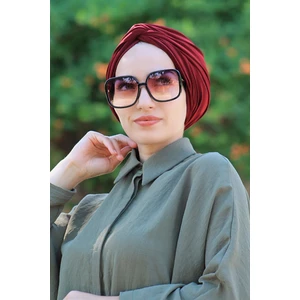 Amisos Bone Şal Dolama Bone  Bordo Hazır Model - Özel Tasarım- Yeni Model Tesettür Giyim