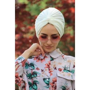 Amisos Bone Şal Dolama Bone Ekru  Hazır Model - Özel Tasarım- Yeni Model Tesettür Giyim