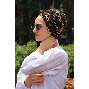 Amisos Bone Şal Desenli Dolama Bone Zincir Desen  (Model Hazır Değildir) - Özel Tasarım- Yeni Model Tesettür Giyim